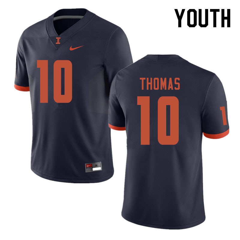 Youth #10 Cam Thomas Illinois Fighting Illini College Football Jerseys Sale-Navy